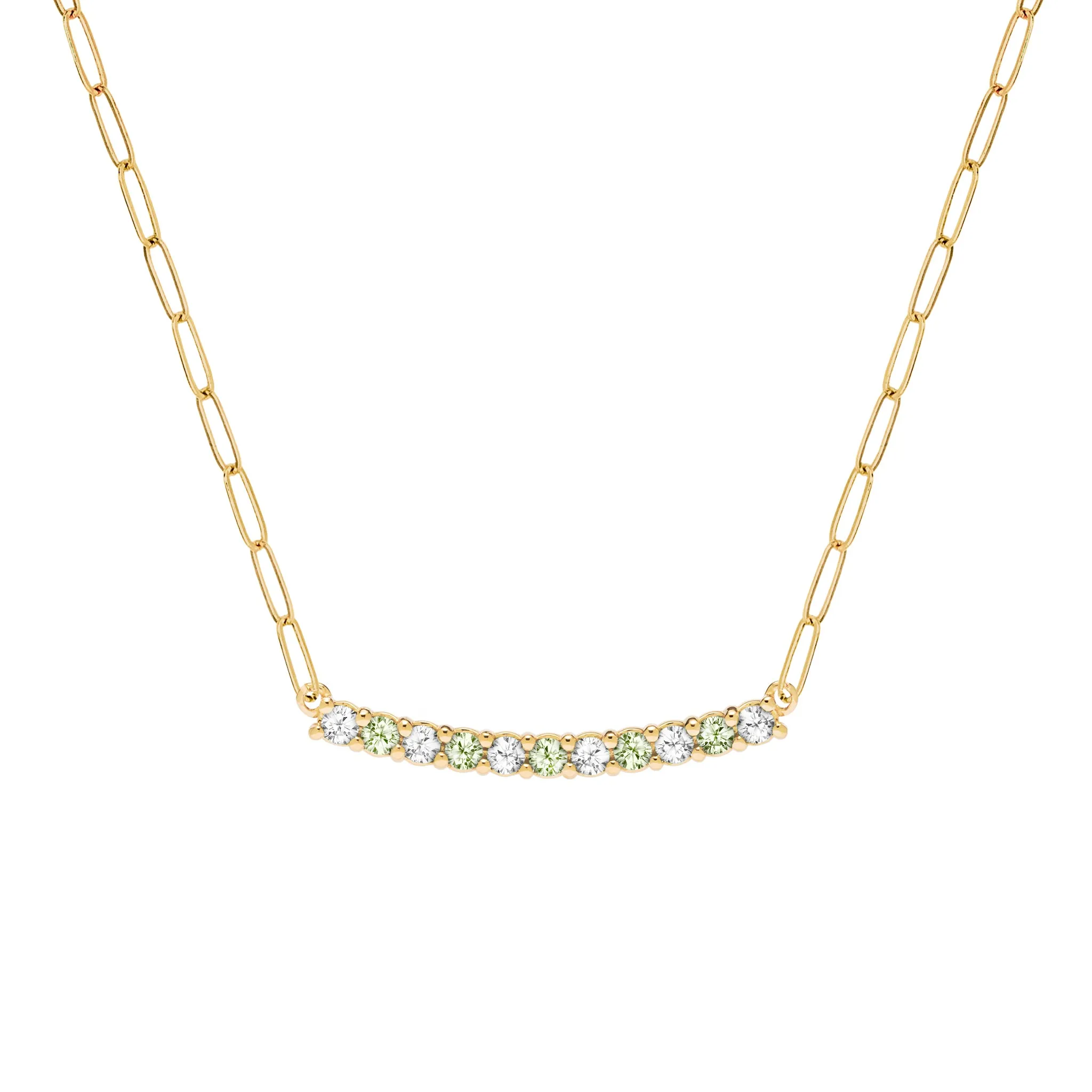 Rosecliff Diamond & Peridot Bar Adelaide Mini Necklace in 14k Gold (August) sold by Haverhill