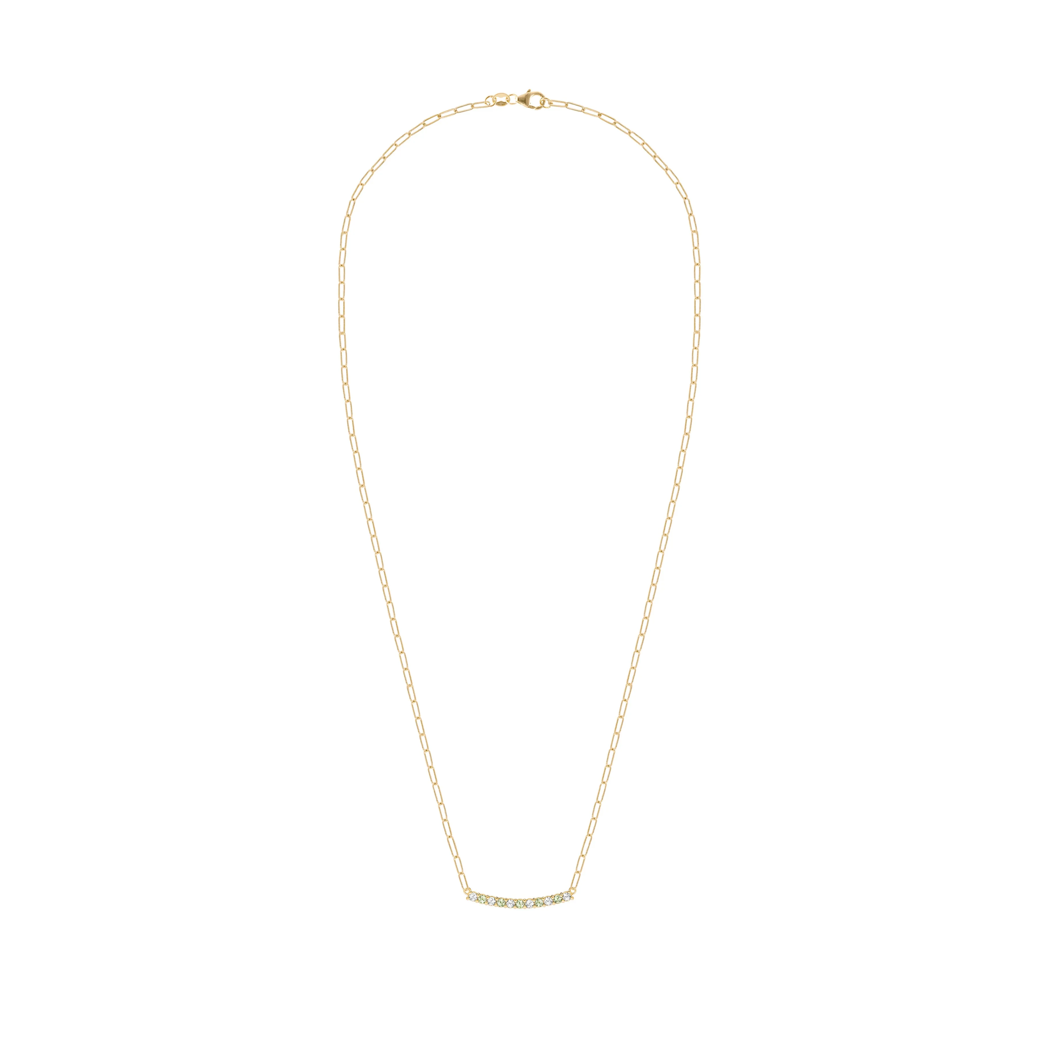 Rosecliff Diamond & Peridot Bar Adelaide Mini Necklace in 14k Gold (August) sold by Haverhill product image thumbnail 5