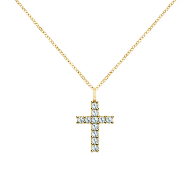 Rosecliff Cross Aquamarine Pendant in 14k Gold (March) sold by Haverhill