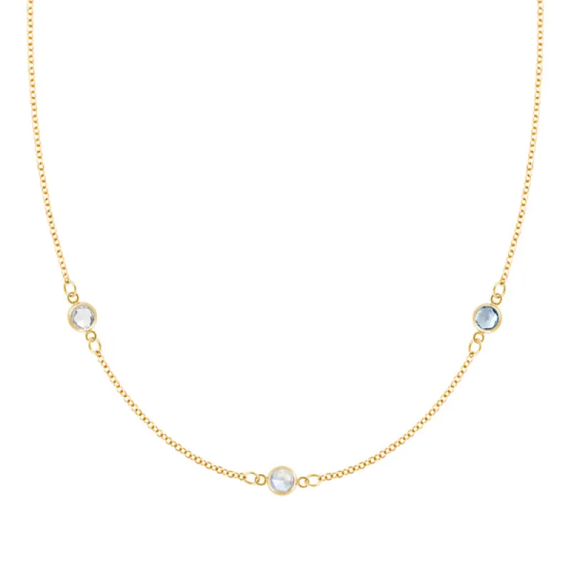 Personalized Classic 3 Birthstone Necklace in 14k Gold sold by Haverhill