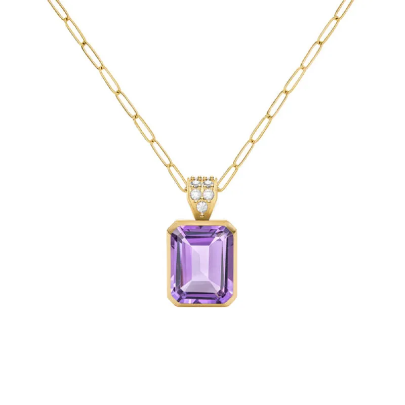 Warren Amethyst Pendant with Diamond Bale in 14k Gold (February) sold by Haverhill