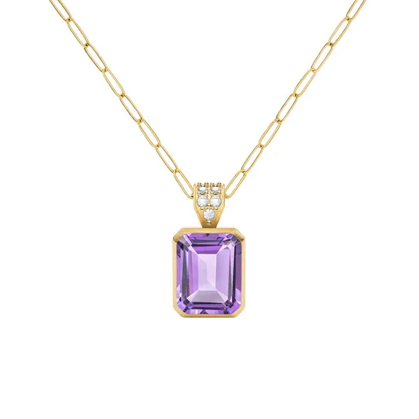Warren Amethyst Pendant with Diamond Bale in 14k Gold (February) sold by Haverhill