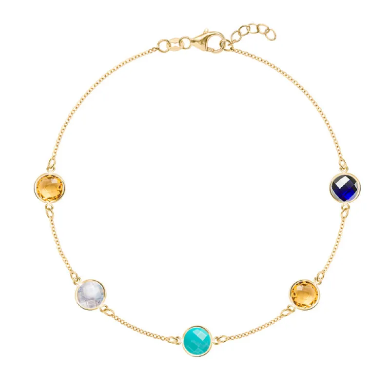 Personalized Grand 5 Birthstone Bracelet in 14k Gold sold by Haverhill