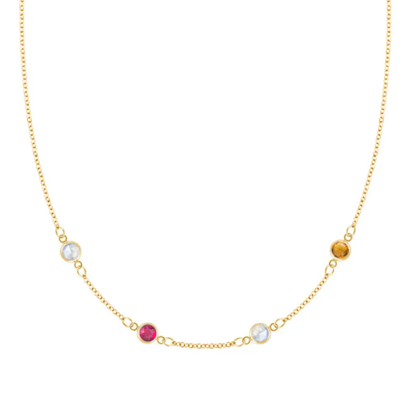 Personalized Classic 4 Birthstone Necklace in 14k Gold sold by Haverhill