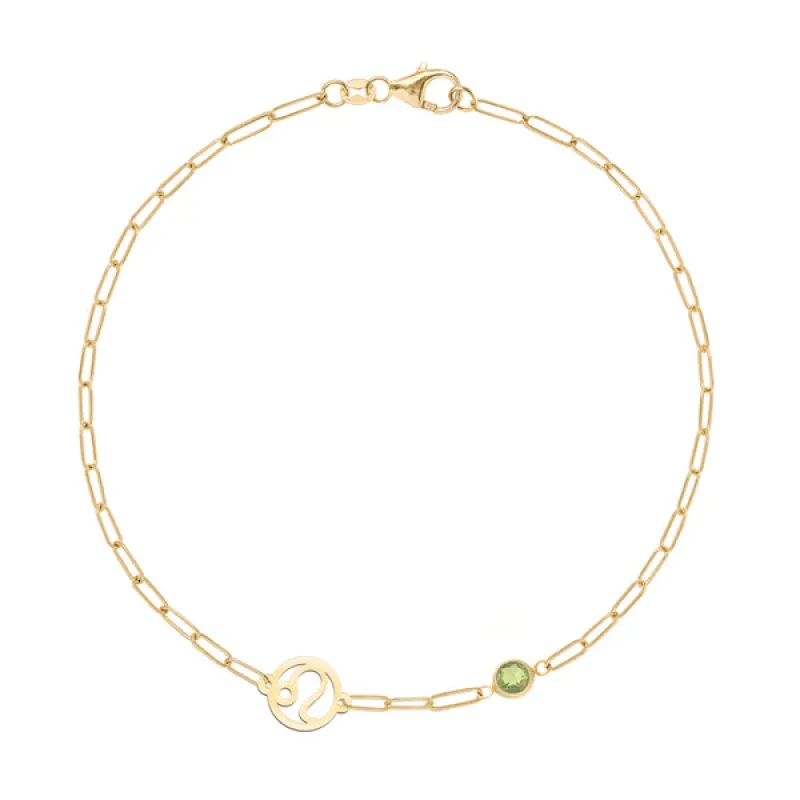 Personalized Zodiac & Birthstone Adelaide Mini Bracelet in 14k Gold sold by Haverhill
