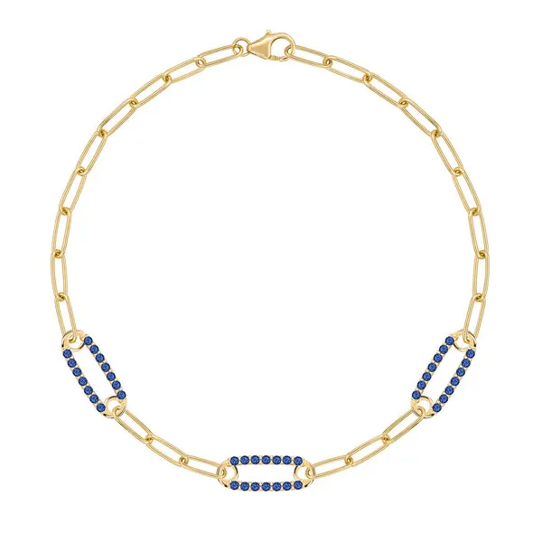 Personalized Adelaide 3 Pavé Birthstone Link Bracelet in 14k Gold sold by Haverhill