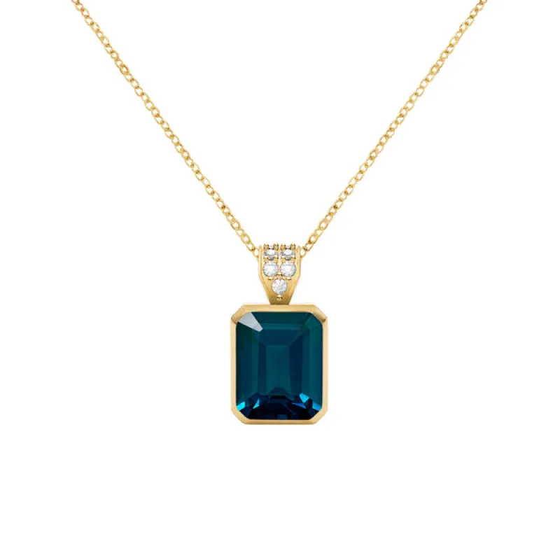 Warren Atlantic Blue Topaz Pendant with Diamond Bale in 14k Gold (December) sold by Haverhill