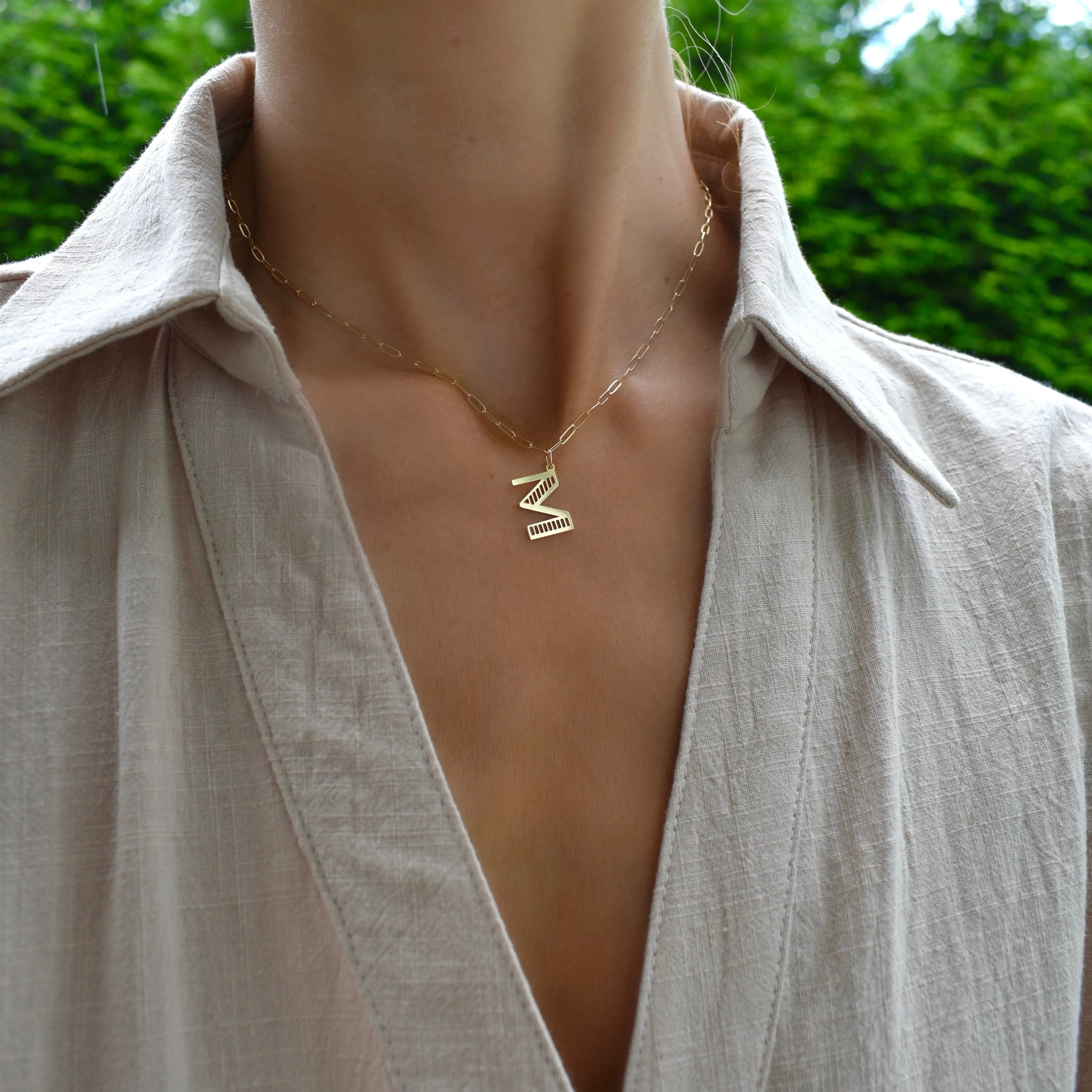 Essex Letter M Pendant in 14k Gold sold by Haverhill product image thumbnail 2