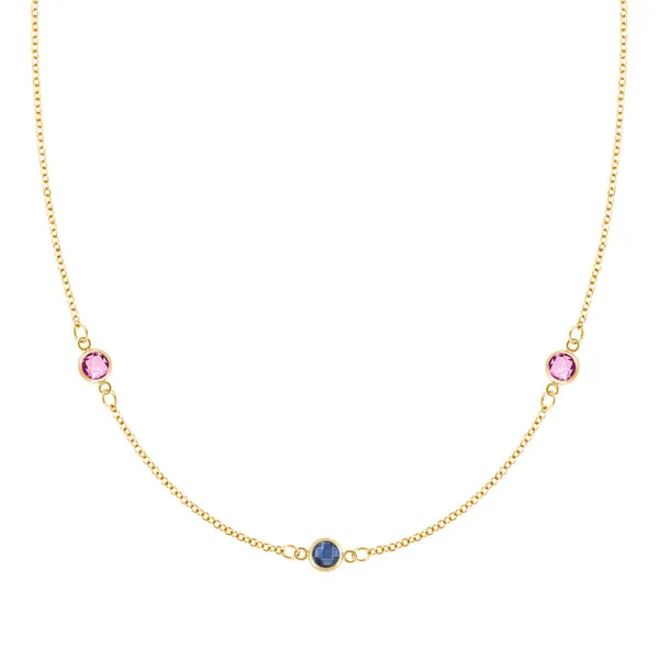 Personalized Classic 3 Birthstone Necklace in 14k Gold sold by Haverhill