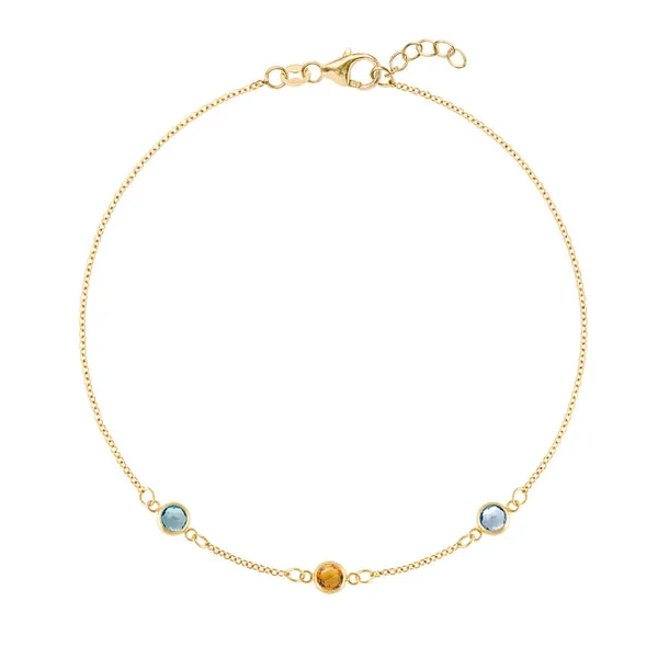 Personalized Classic 3 Birthstone Bracelet in 14k Gold sold by Haverhill