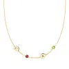 Personalized Classic 2 Letter & 2 Birthstone Necklace in 14k Gold (Single Spacing) sold by Haverhill