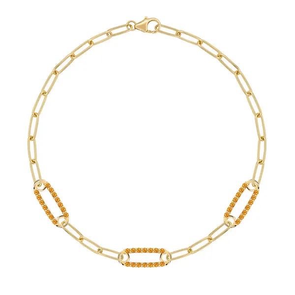 Personalized Adelaide 3 Pavé Birthstone Link Bracelet in 14k Gold sold by Haverhill