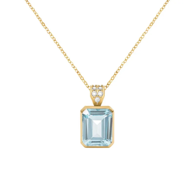 Warren Nantucket Blue Topaz Pendant with Diamond Bale in 14k Gold (December) sold by Haverhill