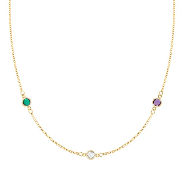 Personalized Classic 3 Birthstone Necklace in 14k Gold sold by Haverhill
