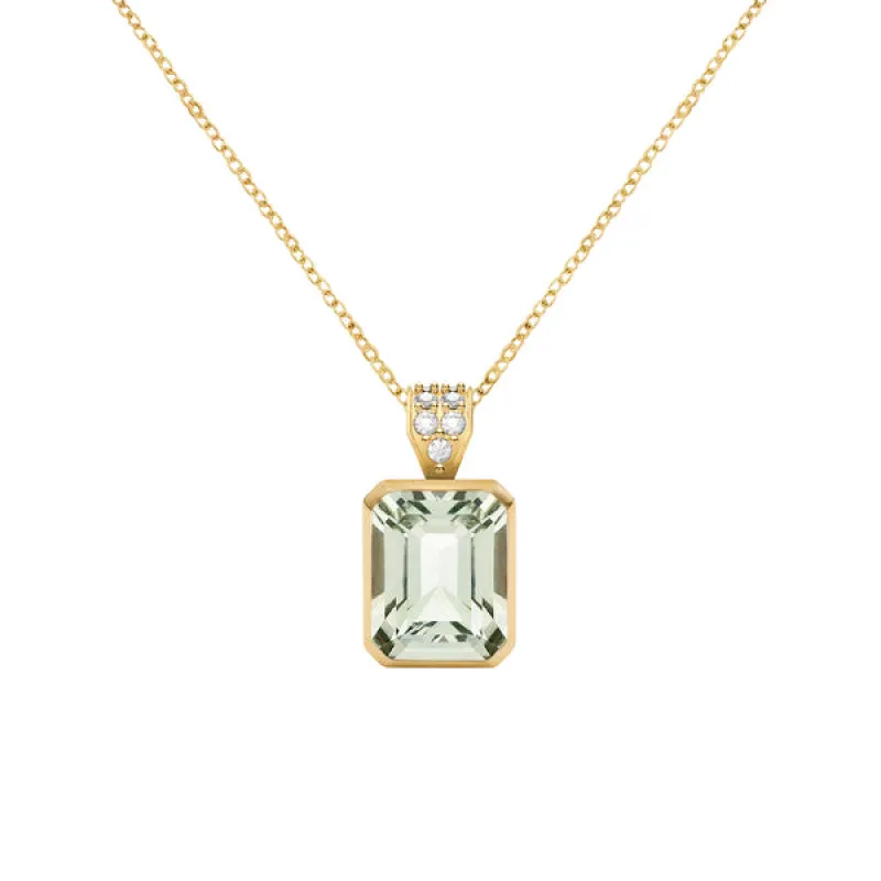 Warren Green Amethyst Pendant with Diamond Bale in 14k Gold (February) sold by Haverhill