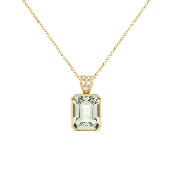 Warren Green Amethyst Pendant with Diamond Bale in 14k Gold (February) sold by Haverhill