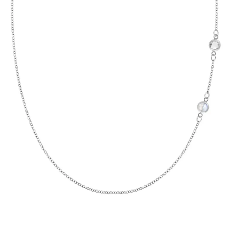 Personalized Classic 2 Birthstone Necklace in 14k Gold sold by Haverhill