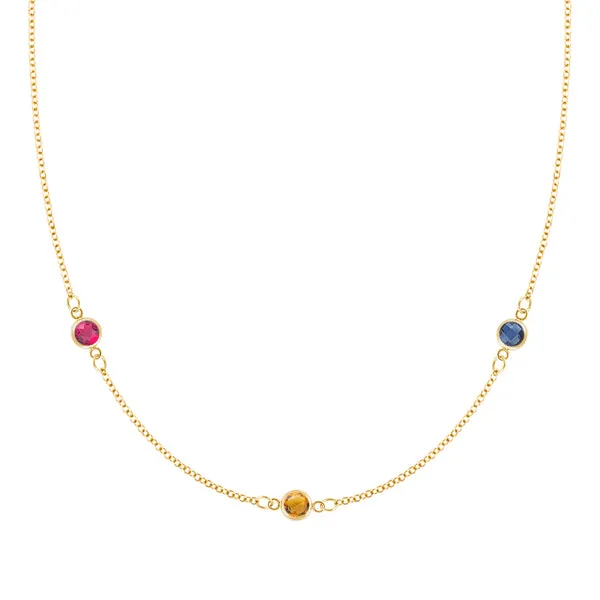 Personalized Classic 3 Birthstone Necklace in 14k Gold sold by Haverhill