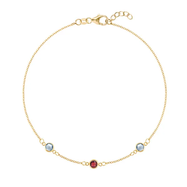 Personalized Classic 3 Birthstone Bracelet in 14k Gold sold by Haverhill