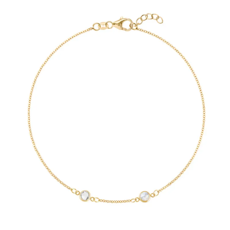 Personalized Classic 2 Birthstone Bracelet in 14k Gold sold by Haverhill