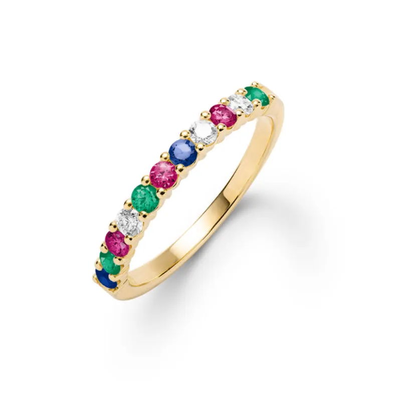 Personalized Rosecliff Birthstone Stackable Ring in 14k Gold sold by Haverhill