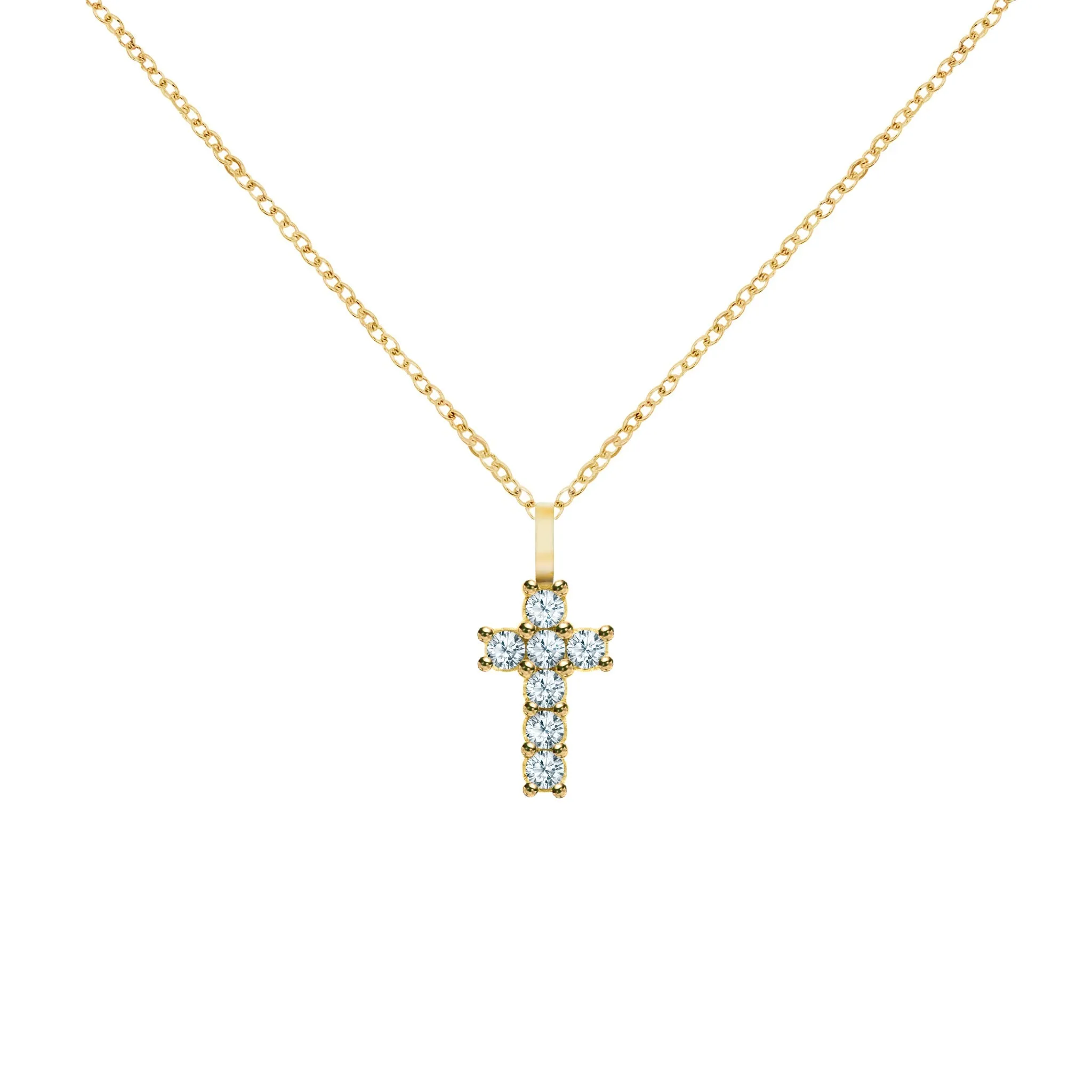 Rosecliff Small Cross Aquamarine Pendant in 14k Gold (March) sold by Haverhill product image thumbnail 5