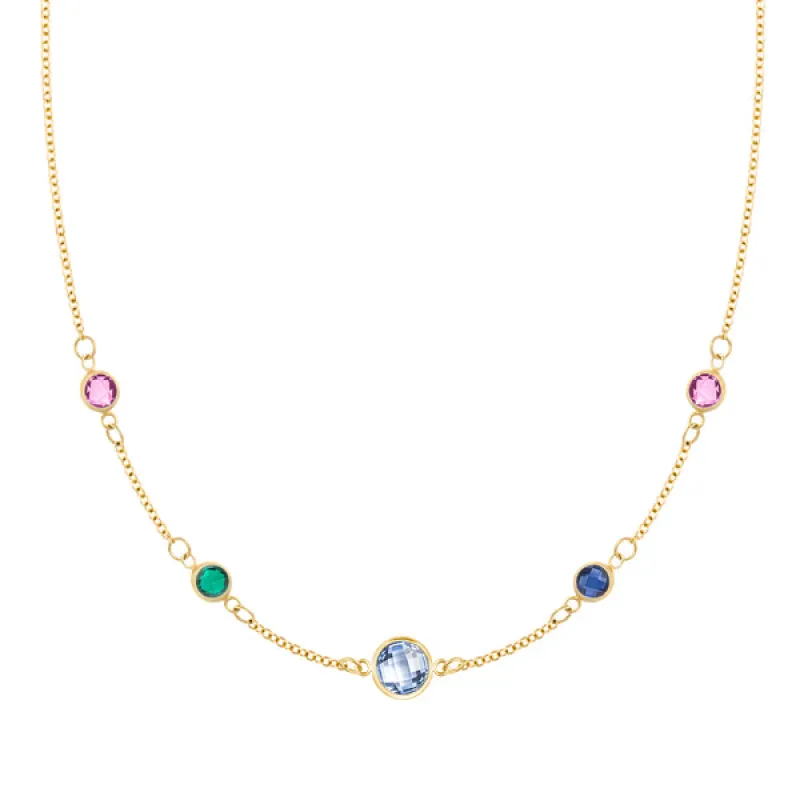 Personalized 1 Grand & 4 Classic Birthstone Necklace in 14k Gold sold by Haverhill