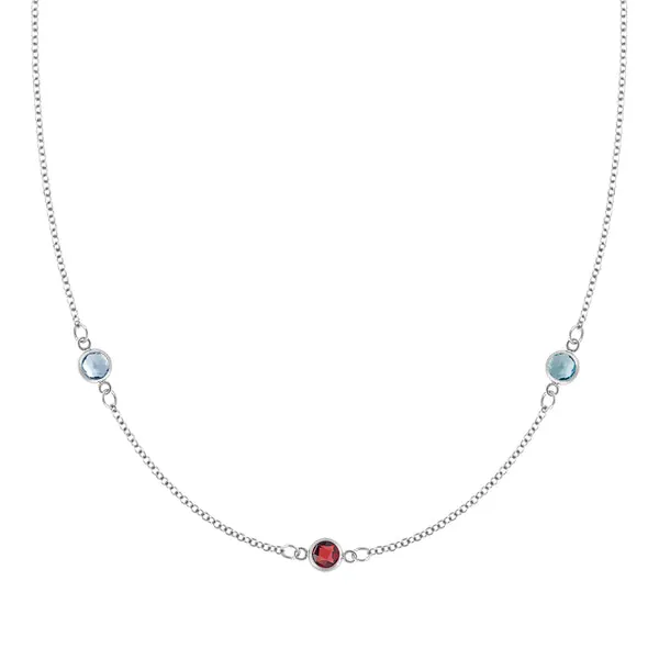 Personalized Classic 3 Birthstone Necklace in 14k Gold sold by Haverhill