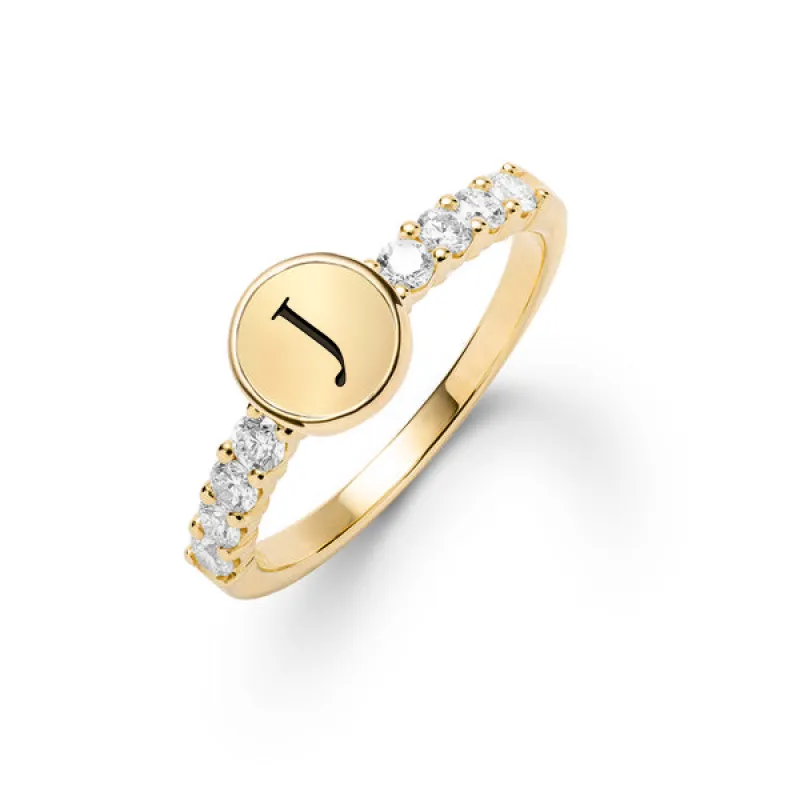 Personalized Rosecliff Letter Ring in 14k Gold sold by Haverhill