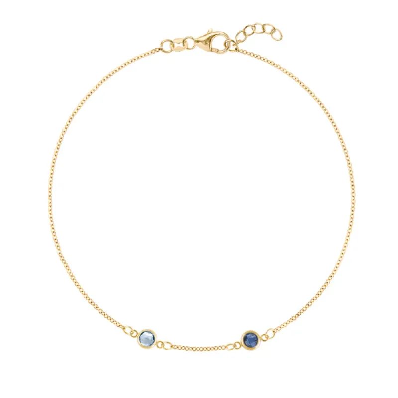 Personalized Classic 2 Birthstone Bracelet in 14k Gold sold by Haverhill