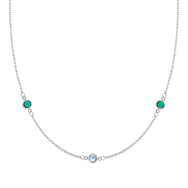 Personalized Classic 3 Birthstone Necklace in 14k Gold sold by Haverhill