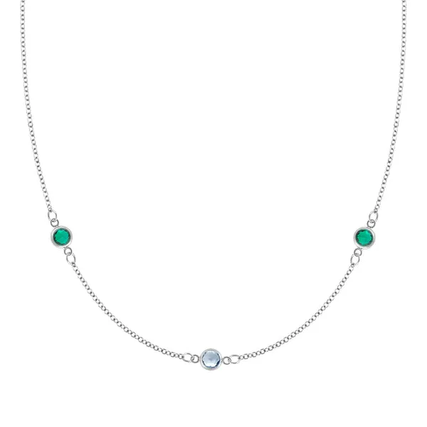 Personalized Classic 3 Birthstone Necklace in 14k Gold sold by Haverhill