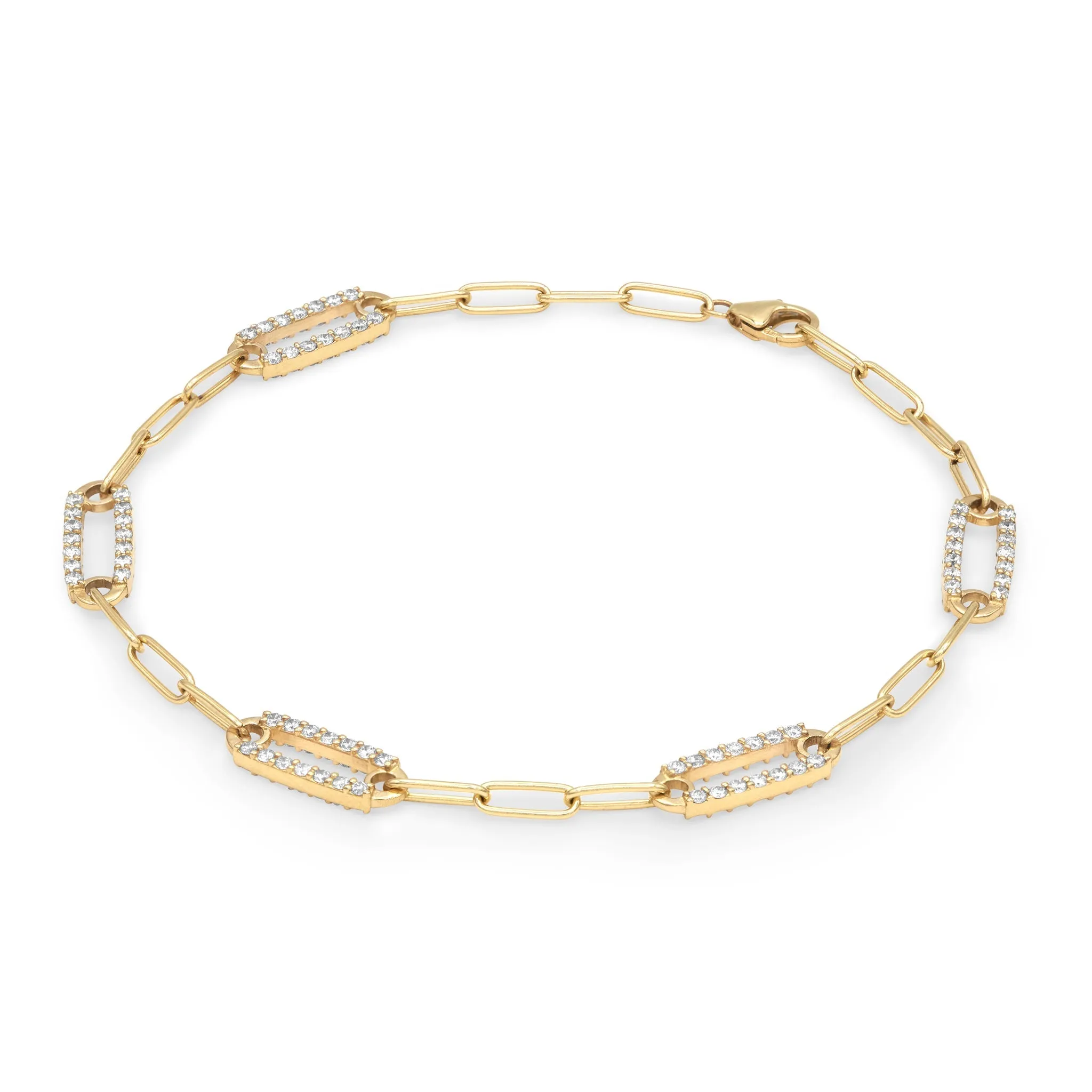 Personalized Adelaide 5 Pavé Birthstone Link Bracelet in 14k Gold sold by Haverhill product image thumbnail 5