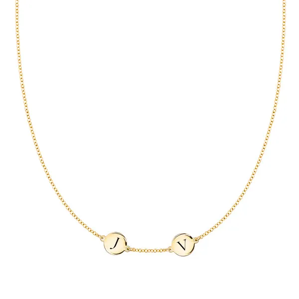 Personalized 2 Letter Necklace in 14k Gold (Single Spacing) sold by Haverhill