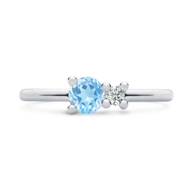 Personalized Greenwich Solitaire Birthstone & Diamond Ring in 14k Gold sold by Haverhill