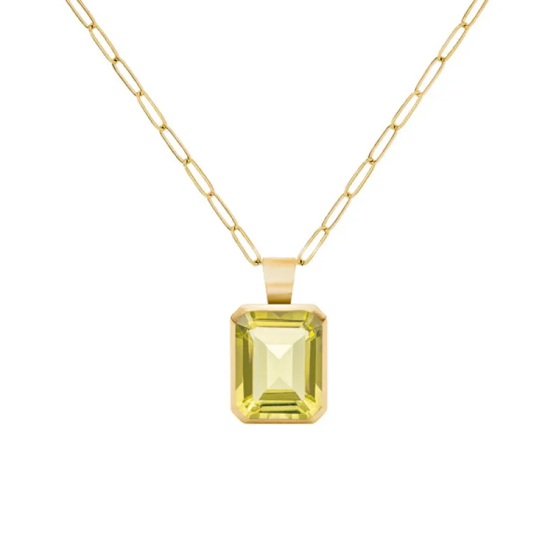Warren Lemon Verbena Quartz Pendant in 14k Gold (August) sold by Haverhill