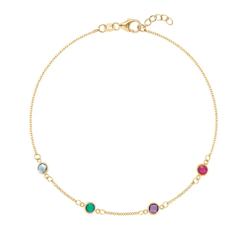 Personalized Classic 4 Birthstone Bracelet in 14k Gold sold by Haverhill