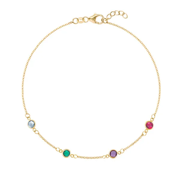Personalized Classic 4 Birthstone Bracelet in 14k Gold sold by Haverhill