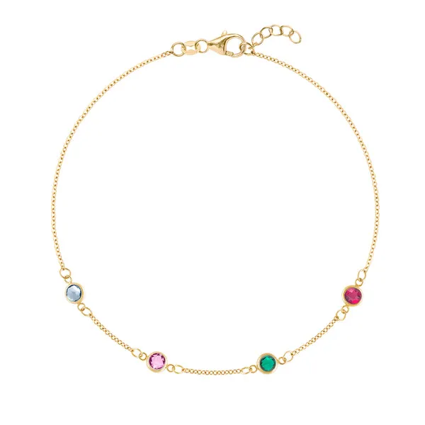 Personalized Classic 4 Birthstone Bracelet in 14k Gold sold by Haverhill