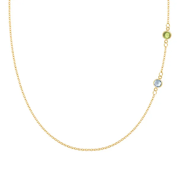 Personalized Classic 2 Birthstone Necklace in 14k Gold sold by Haverhill