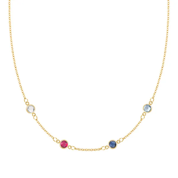 Personalized Classic 4 Birthstone Necklace in 14k Gold sold by Haverhill