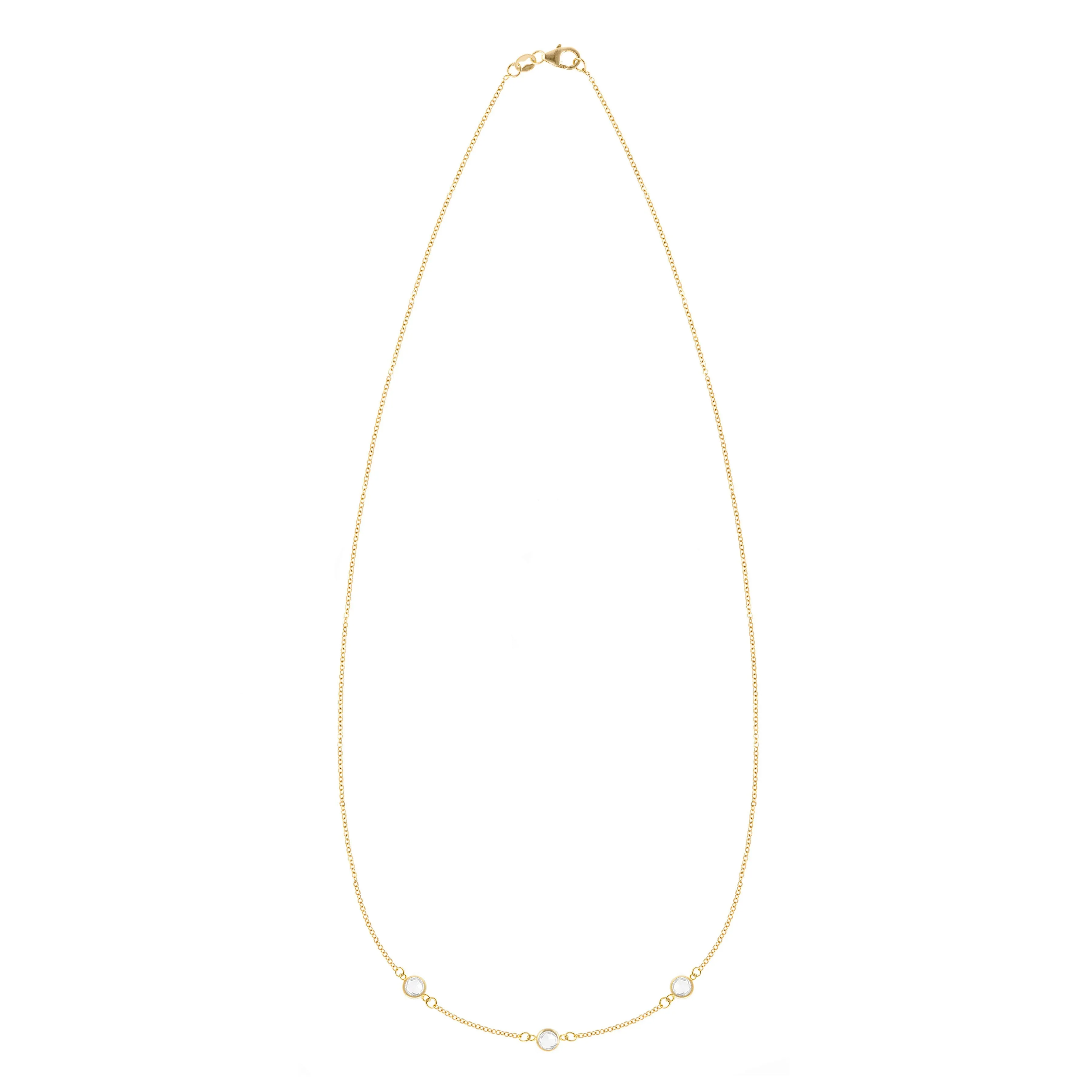 Personalized Classic 3 Birthstone Necklace in 14k Gold sold by Haverhill product image thumbnail 4