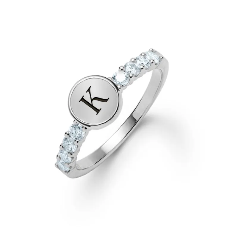Personalized Rosecliff Letter Ring in 14k Gold sold by Haverhill