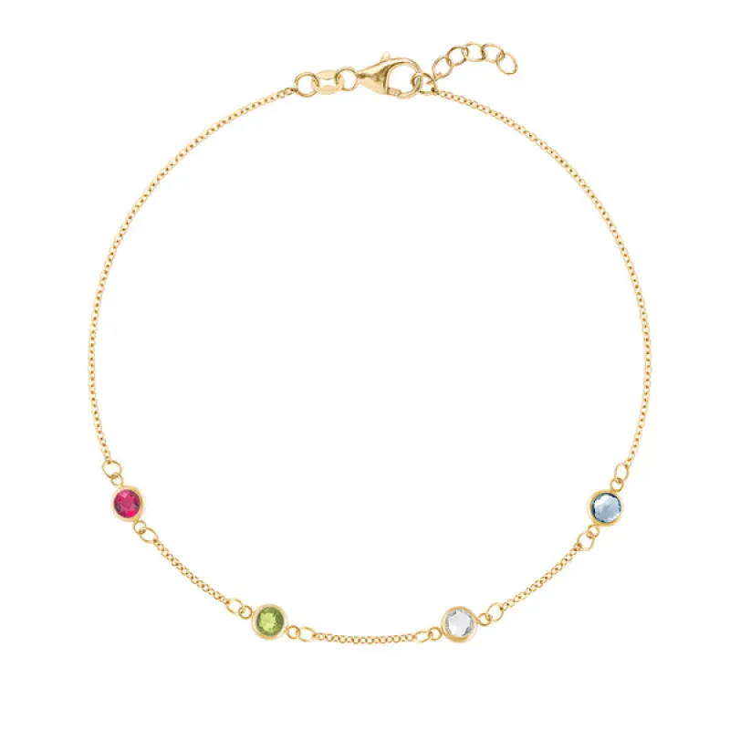 Personalized Classic 4 Birthstone Bracelet in 14k Gold sold by Haverhill