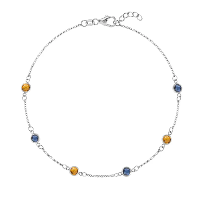 Personalized Classic 6 Birthstone Bracelet in 14k Gold sold by Haverhill