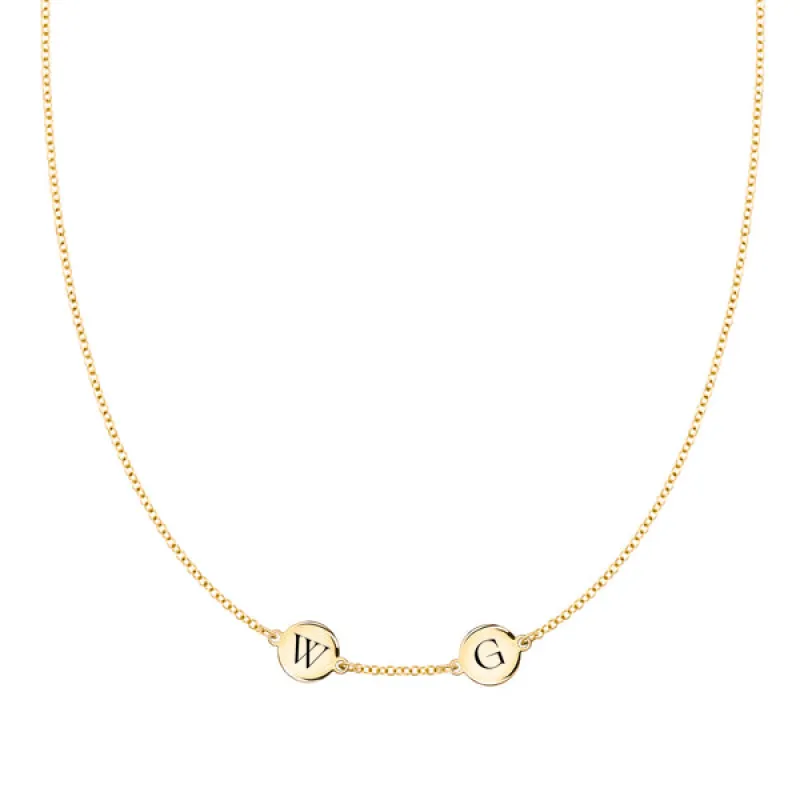Personalized 2 Letter Necklace in 14k Gold (Single Spacing) sold by Haverhill