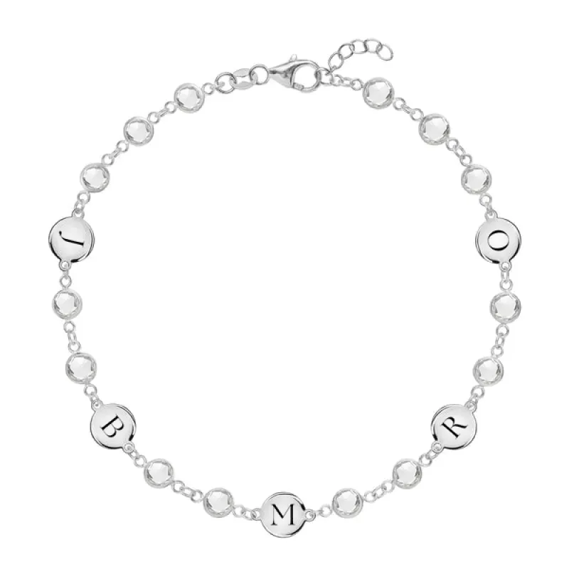 Personalized Newport 5 Letter Birthstone Bracelet in 14k Gold sold by Haverhill