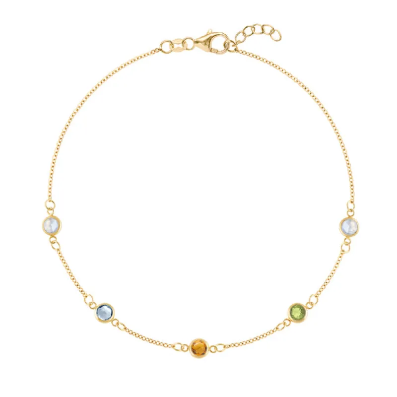 Personalized Classic 5 Birthstone Bracelet in 14k Gold sold by Haverhill