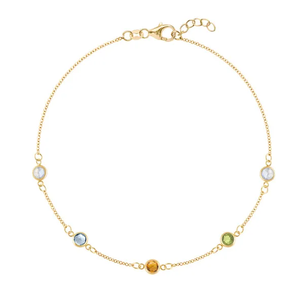 Personalized Classic 5 Birthstone Bracelet in 14k Gold sold by Haverhill