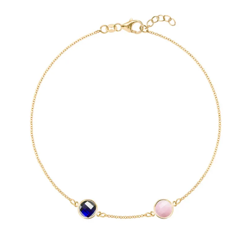 Personalized Grand 2 Birthstone Bracelet in 14k Gold sold by Haverhill